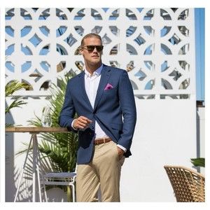 CANALI Mens US 44L IT 54L Blue Suit Blazer Sport Coat Jacket 100% Wool Italy